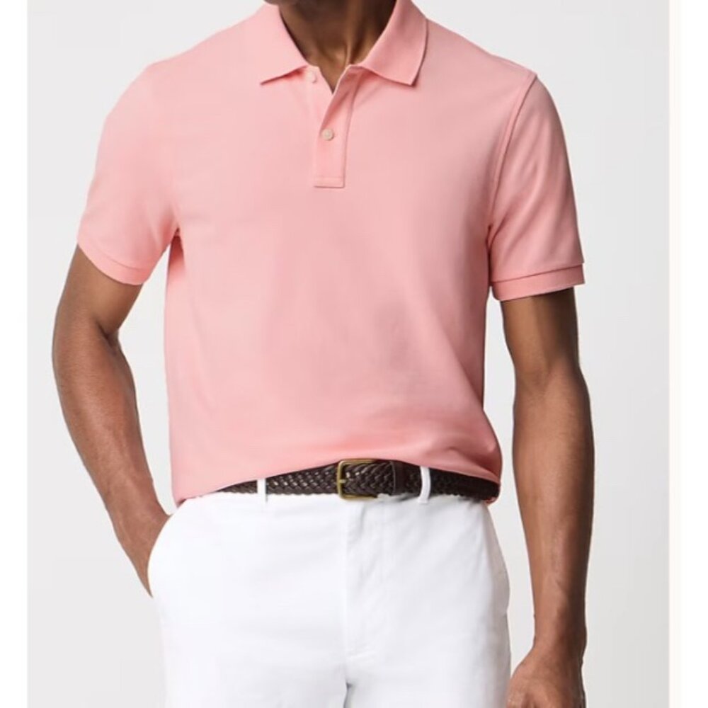 J.Crew Flex piqué polo shirt light guava preppy classic‎ preppy 90s sz L